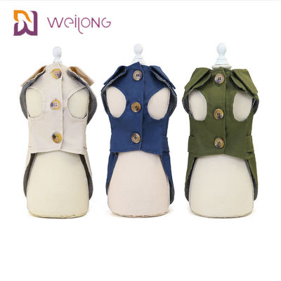 Καμβάς Pet Windbreaker βαμβακιού καρό χειμερινής ένδυσης γατών σκόνης ανοίγματος κουμπιών για τα σκυλιά
