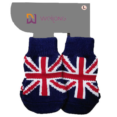 Προσαρμοσμένο σκυλιών βαμβάκι 5% Spandex του Union Jack 95% σχεδίων καλτσών πλέκοντας